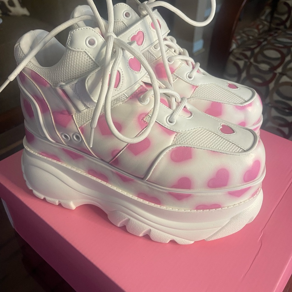 SUGAR THRILLZ FAIRYWALKER by DOLLS KILL Heart Patterned platform sneakers - Picture 8 of 15